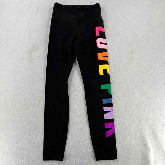 Victoria's Secret Pink Ultimate High Waisted Legging Black Logo Women's Size S - Picture 1 of 7